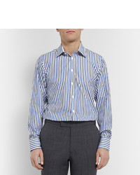 Turnbull & Asser Kingsman Blue Butchers Stripe Double Cuff Cotton Shirt