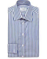 Turnbull & Asser Kingsman Blue Butchers Stripe Double Cuff Cotton Shirt