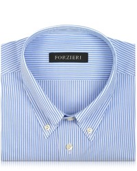 Forzieri Light Blue Striped Non Iron Cotton Dress Shirt