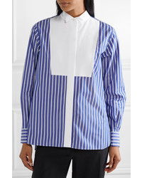 Sacai Piqu And Med Striped Cotton Poplin Shirt