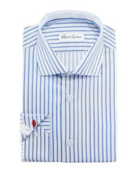 Robert Graham Romeo Striped Jacquard Dress Shirt Blue