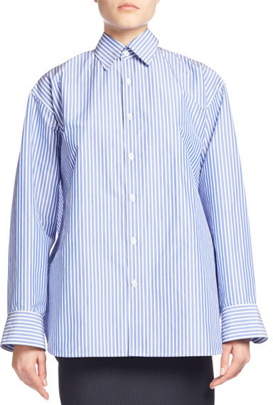 balenciaga blue and white striped shirt