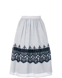 Blue Vertical Striped Full Skirt