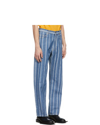 Martine Rose Blue And White Stripe Relaxed Jeans