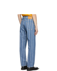 Martine Rose Blue And White Stripe Relaxed Jeans