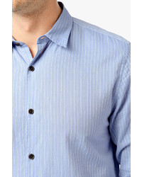 7 For All Mankind Banker Stripe Shirt In Cool Blue