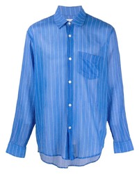 Our Legacy Long Sleeve Striped Cotton Blend Shirt