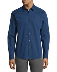 Theory Zack Tonal Pinstripe Sport Shirt Bright Blue