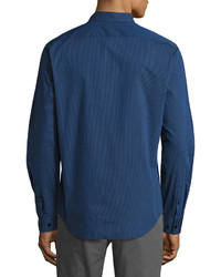 Theory Zack Tonal Pinstripe Sport Shirt Bright Blue