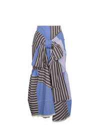 Blue Vertical Striped Midi Skirt