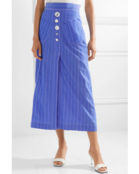 Ellery Aggie Embellished Pinstriped Cotton Poplin Midi Skirt