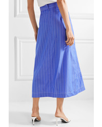 Ellery Aggie Embellished Pinstriped Cotton Poplin Midi Skirt