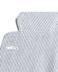 Aspesi Blue Slim Fit Striped Cotton Seersucker Blazer