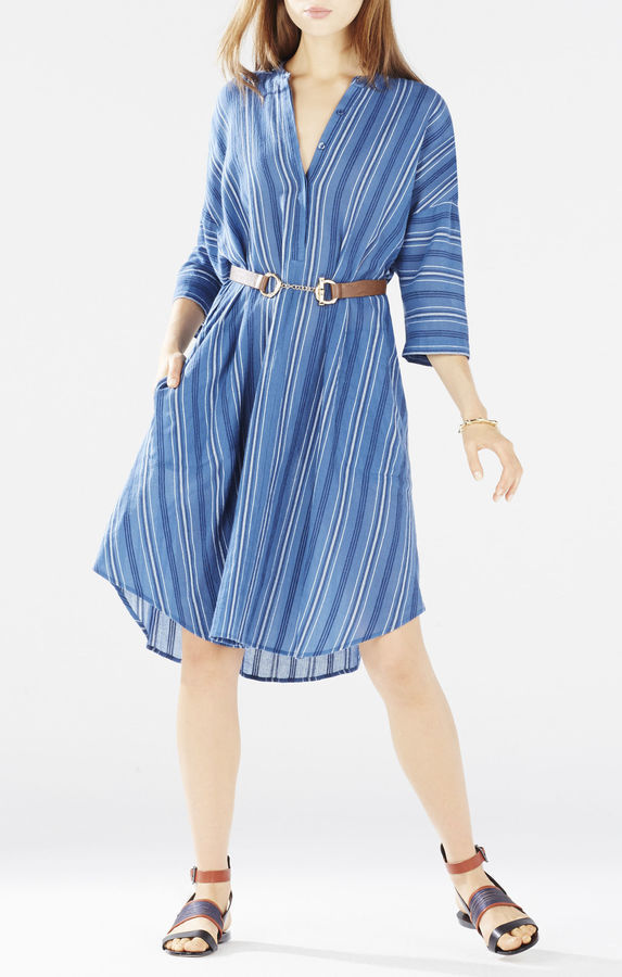 BCBGMAXAZRIA Kieley Striped Shirt Dress 198 BCBGMAXAZRIA