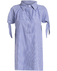 Lapel Vertical Striped Shirt Dress
