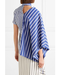 Facetasm Asymmetric Cutout Striped Cotton Poplin Shirt