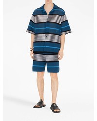 Burberry Perforated Striped Short Sleeve Shirt