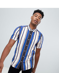 ASOS DESIGN Tall Regular Fit Stripe Shirt In Blue