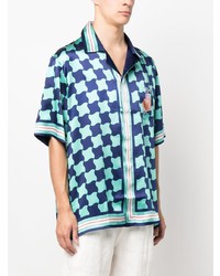 Casablanca Pool Tile Short Sleeve Silk Shirt