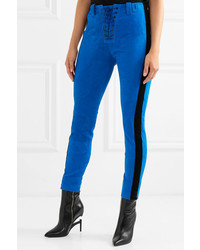 Unravel Project Lace Up Striped Suede Skinny Pants