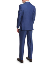 Canali Sienna Contemporary Fit Micro Tic Stripe Suit Blue