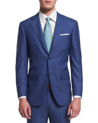 Canali Sienna Contemporary Fit Micro Tic Stripe Suit Blue
