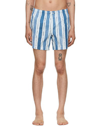 Blue Vertical Striped Swim Shorts