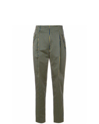 Blue Vertical Striped Tapered Pants