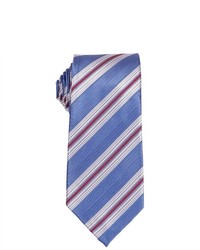 Brand Q Blue Striped Slim Neck Tie Pocket Square