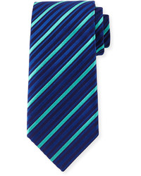 Charvet Striped Silk Tie Blueaqua