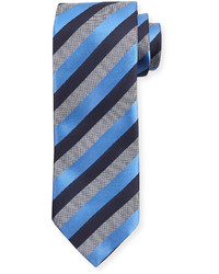Ermenegildo Zegna Woven Matte Striped Silk Tie Blue