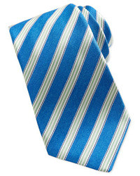 Kiton Woven Track Stripe Tie Blue