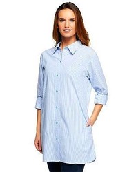 Denim & Co. Long Sleeve Rolled Tab Button Front Tunic Shirt