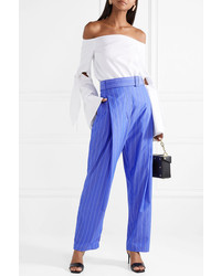 Ellery The Groove Pleated Pinstriped Cotton Poplin Pants