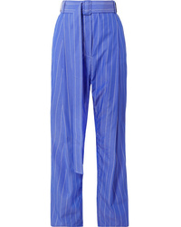 Ellery The Groove Pleated Pinstriped Cotton Poplin Pants