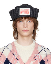 Blue Vertical Striped Wool Hat