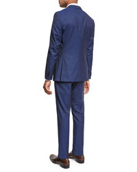 BOSS Track Stripe Wool Two Piece Suit Bright Blue