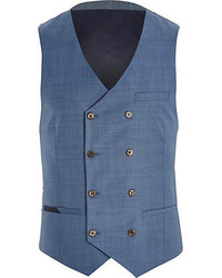 River Island Blue Double Breasted Vest
