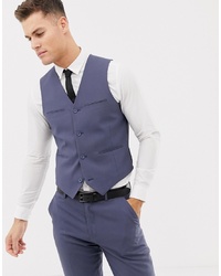 ASOS DESIGN Slim Suit Waistcoat In Slate Blue