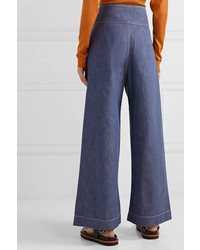 Marni Button Embellished High Rise Wide Leg Jeans