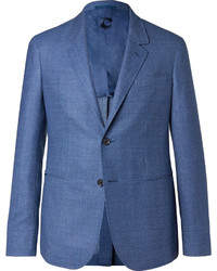 Caruso Blue Butterfly Slim Fit Unstructured Nailhead Wool Blazer