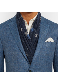 Richard James Blue Hyde Slim Fit Silk Linen And Wool Blend Jacket