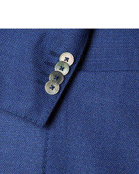 Hugo Boss Blue Janson Slim Fit Wool And Silk Blend Hopsack Blazer