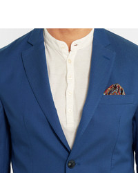 Etro Blue Wool And Cotton Blend Blazer