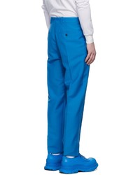 Alexander McQueen Blue Wool Mohair Trousers