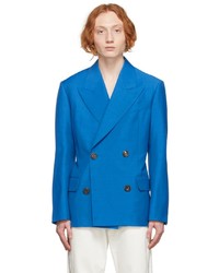 Alexander McQueen Blue Wool Double Breasted Blazer