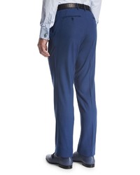 Stefano Ricci Flat Front Wool Trousers Blue