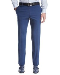 Stefano Ricci Flat Front Wool Trousers Blue