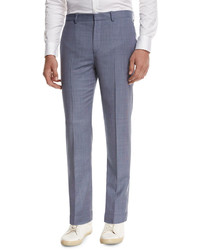 Theory Jake W Cross Stitch Wool Slim Fit Suiting Trousers Blue