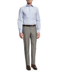 Isaia Unito Wool Flat Front Trousers